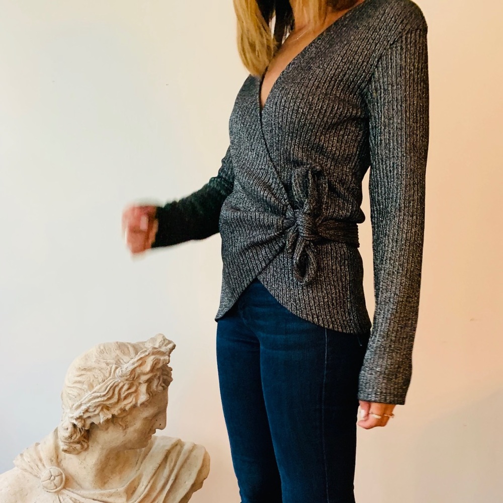 Zara wrap sparkly long sleeve top